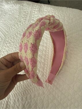 Anthropologie Pink & Cream Braided Padded Headband